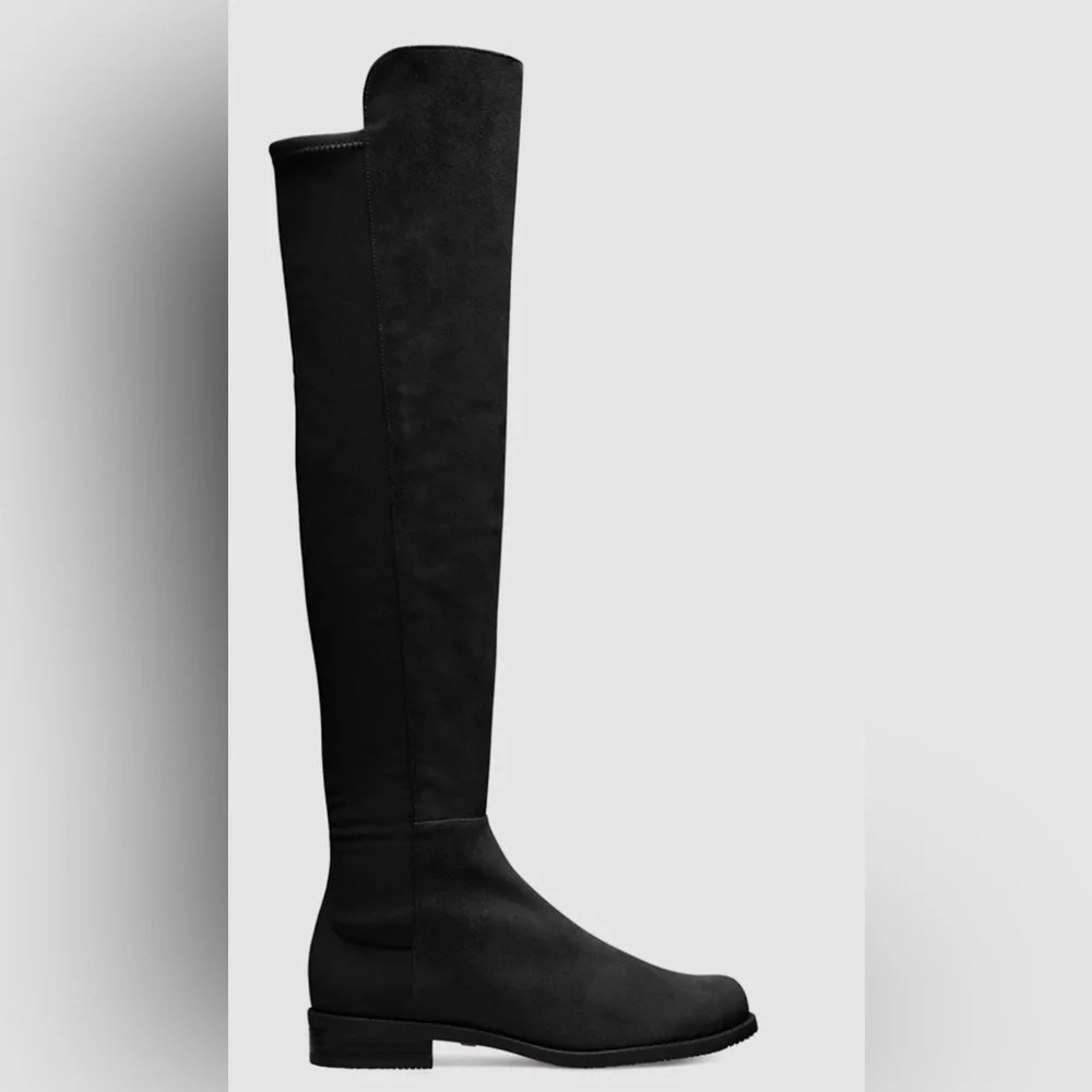 New Stuart Weitzman 5050 Over The Knee Riding Boots Black Suede Sz 6